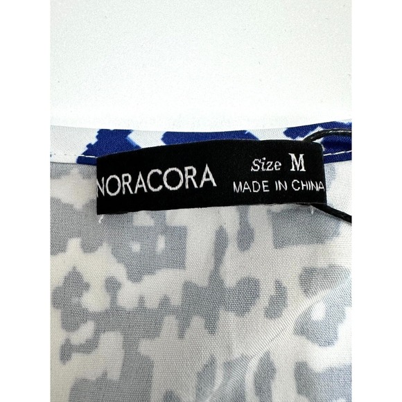 NWT Nora Cora Blue and White Double Side Slit Pattern Maxi Dress Women's Size M - Picture 5 of 7